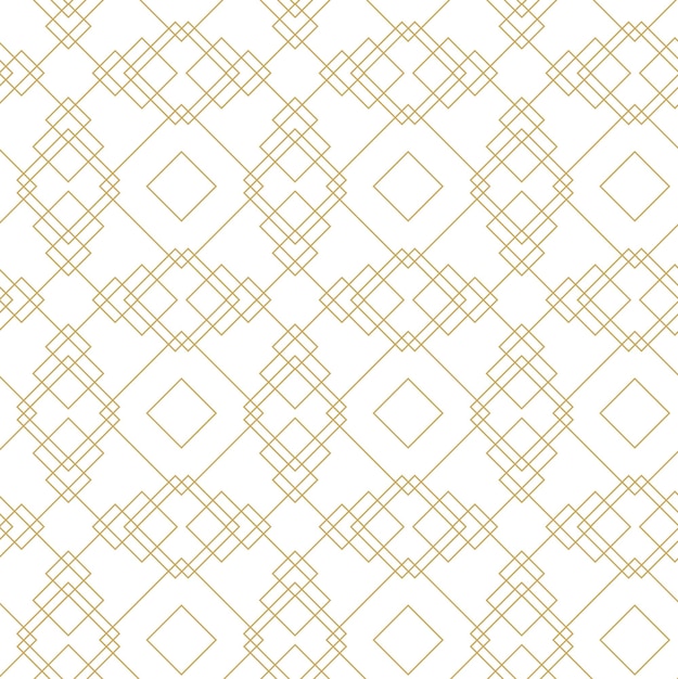 Abstract geometric pattern with squares crosses stripes lines Seamless vector background White and gold ornament Modern reticulated graphic design