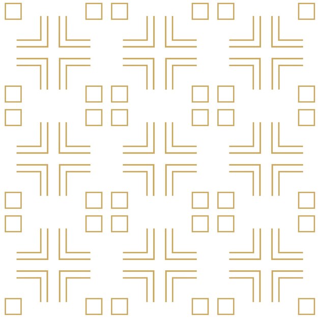 Abstract geometric pattern with squares crosses stripes lines Seamless vector background White and gold ornament Modern reticulated graphic design