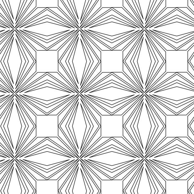 Abstract geometric pattern with stripes lines Seamless background White and black floral ornament