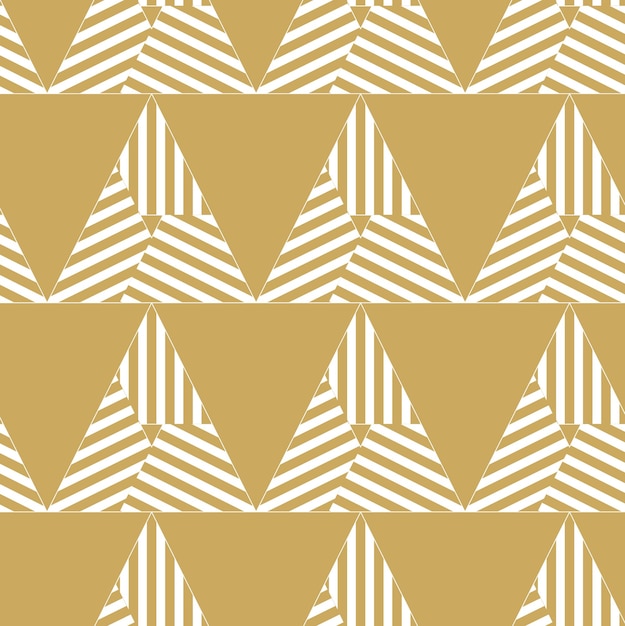 Abstract geometric pattern with triangle and stripes on gold background A seamless vector background Graphic modern pattern White and gold pattern