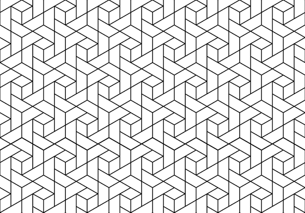 Abstract geometric seamless pattern Black and grid lines