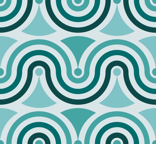 Abstract geometric Seamless pattern with blue waves. Vector. For cover,  template.