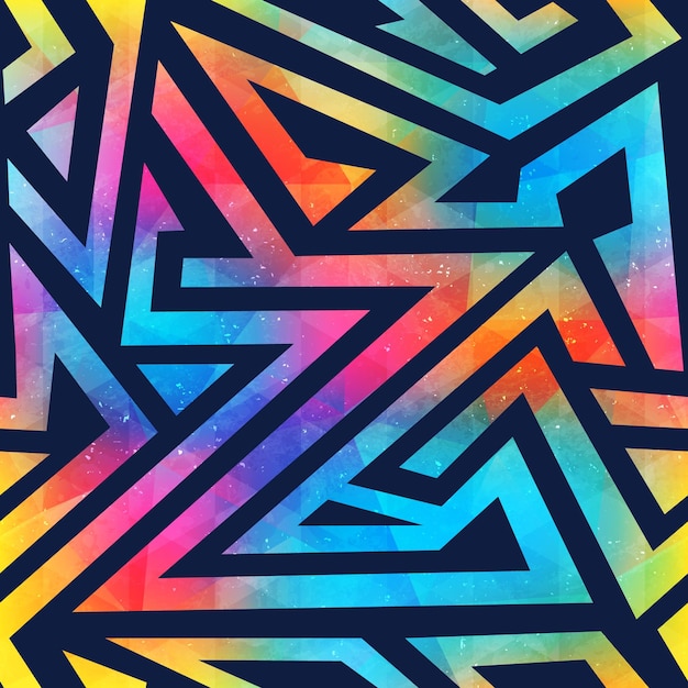 Abstract geometric seamless pattern with grunge effect