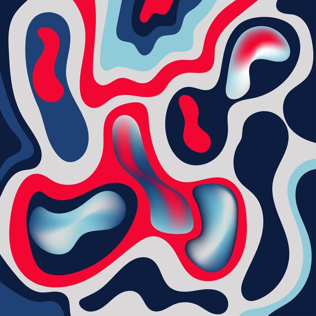abstract geometric shapes in red blue and white layers with a gradient background