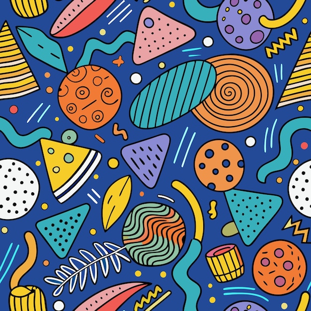 Abstract Geometric Shapes Seamless Pattern with Bold Colors
