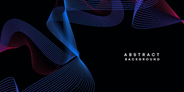 Abstract geometric visualization dark blue orange green gradient waving lines technology background