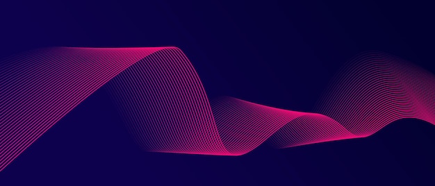 Abstract glowing wave lines on dark blue background Dynamic wave pattern Modern flowing wavy lines Futuristic technology concept Suit for banner poster cover brochure flyer website