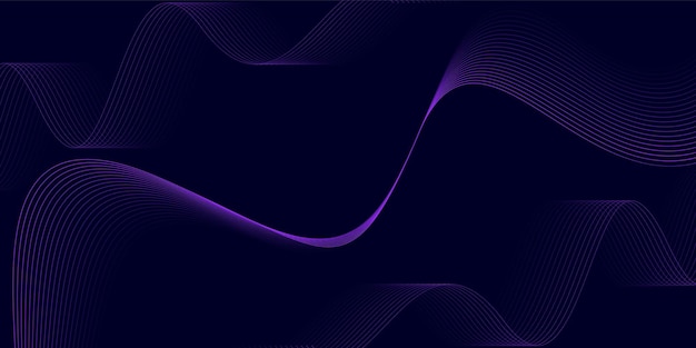 Abstract glowing wave lines on dark blue background Modern flowing wavy lines