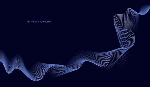 Abstract glowing wave lines on dark blue background Modern flowing wavy lines