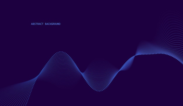 Abstract glowing wave lines on dark blue background Modern flowing wavy lines