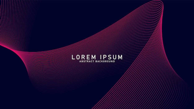 Abstract glowing wave lines on dark Blue background