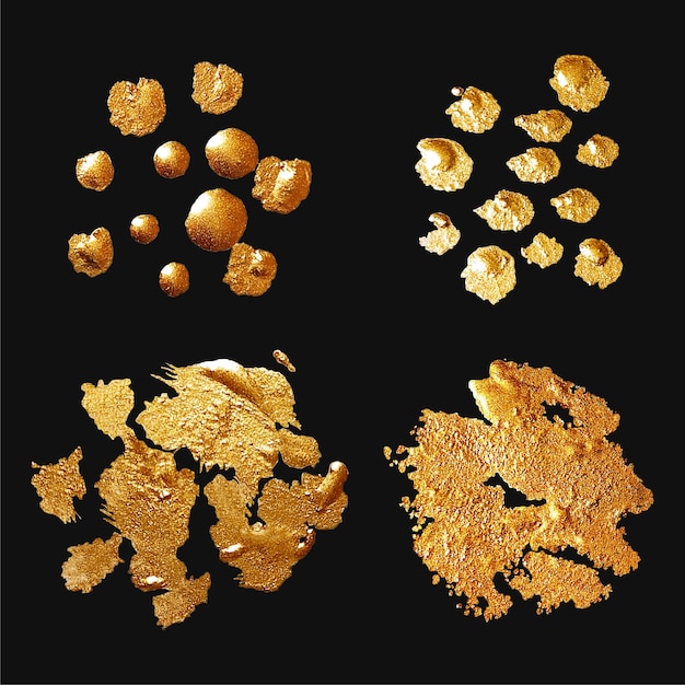Abstract golden brush stroke Gold brush stroke hand painted set isolated
