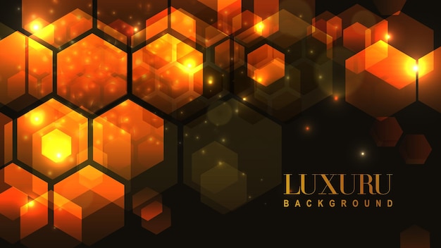 Abstract golden glitter luxury background with gexagons Template premium award ceremony design