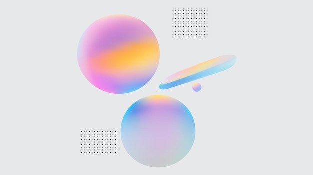 Abstract gradient spheres and various shapes on a soft and subtle background design