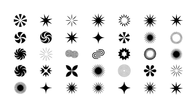 abstract graphic design elements in a grid pattern a collection of diverse stylized graphic