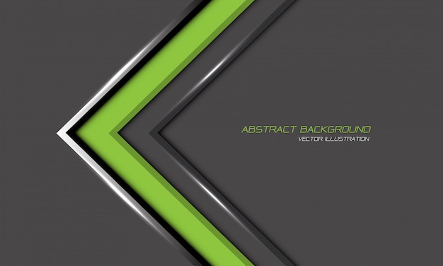 Abstract green arrow silver line direction on grey blank space with text  futuristic background.