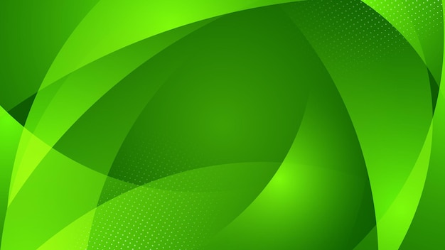 abstract green background with curved line elements and halftone dots