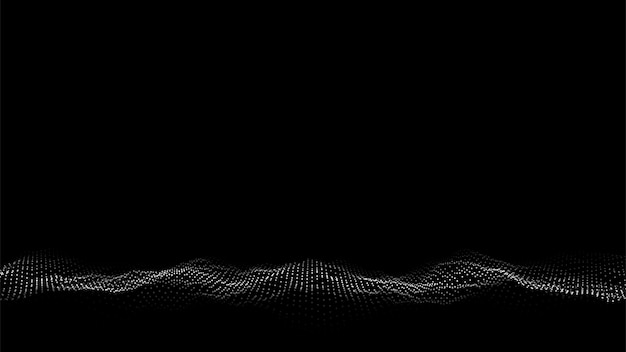 Abstract grid with blue light on black background Science background with moving dots and lines Network connection technology Digital structure with particles Vector illustration