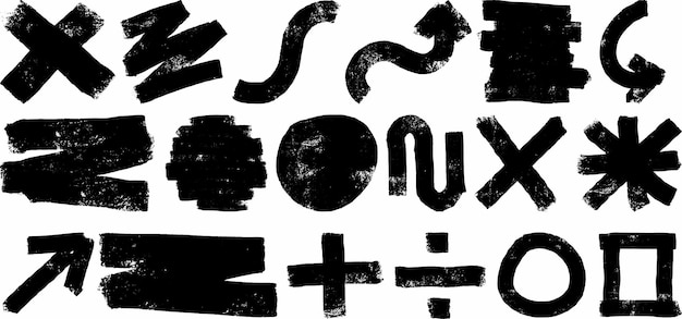 abstract grunge brush stroke symbols and shapes collection handcrafted vector set