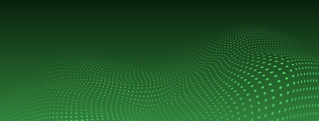 abstract halftone background with curved surface made of small dots in green colors