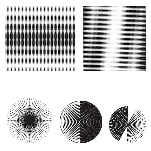 Abstract halftone dots pattern in five shape,vector design