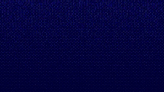 Abstract halftone gradient background of small ones and zeros, blue on black