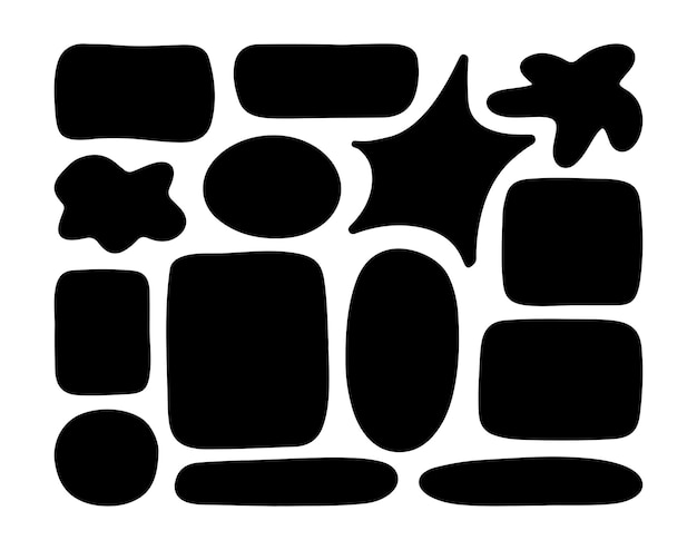 Abstract hand drawn geometric shapes collection black modern design elements includes ovals