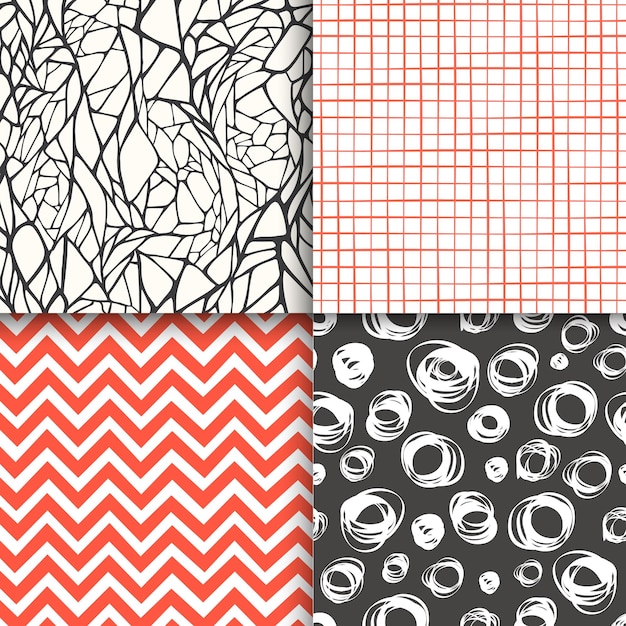 abstract hand drawn geometric simple minimalistic seamless patterns set