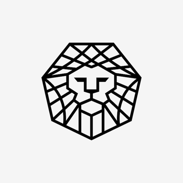 abstract hexagon lion logo isolated on white