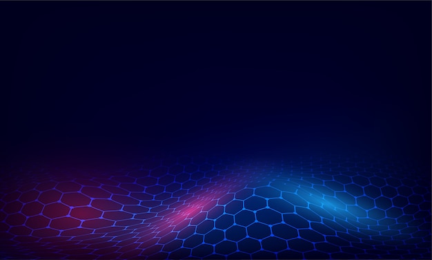 abstract hexagon pattern shiny background in blue and red color