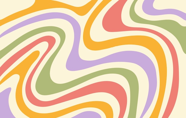 abstract horizontal background with colorful waves.  vector illustration in style retro 60s, 70s