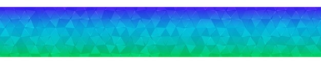 Abstract horizontal banner or background of small triangles in blue and green colors