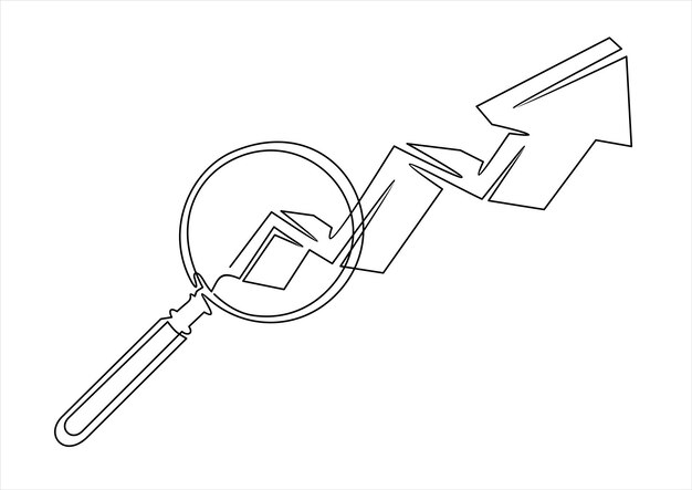 Abstract image of magnifying and arrow up Business concept