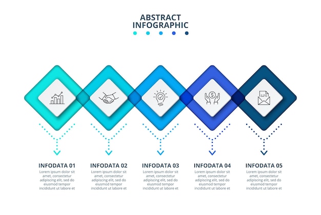 Abstract infographics template with 5 steps. Can be used for workflow layout or diagram.