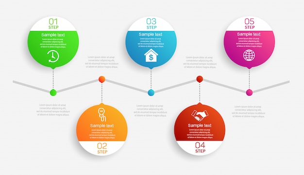Abstract infographics  template with  5 steps