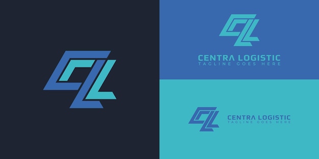 Abstract initial letter CL or LC logo in blue color isolated on multiple background colors