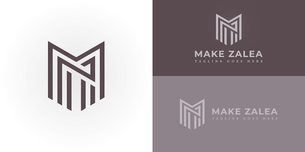 abstract initial letter MZ or ZM logo in brown color isolated in white and brown background