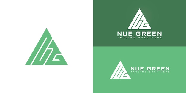 Abstract initial triangle letter NG or GN logo in green color isolated on multiple background colors