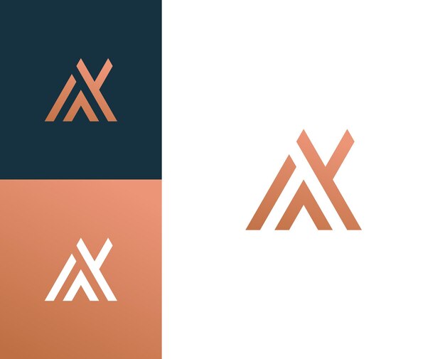 Abstract Initials letters AK KA in a geometric triangle logo design vector