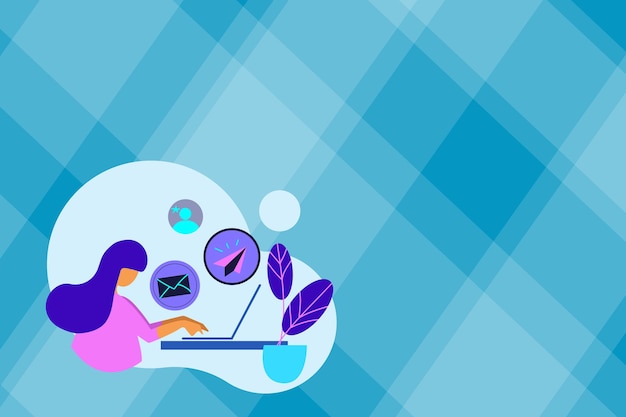 abstract internet browsing sending emails remote online work concept bulletin board designs world