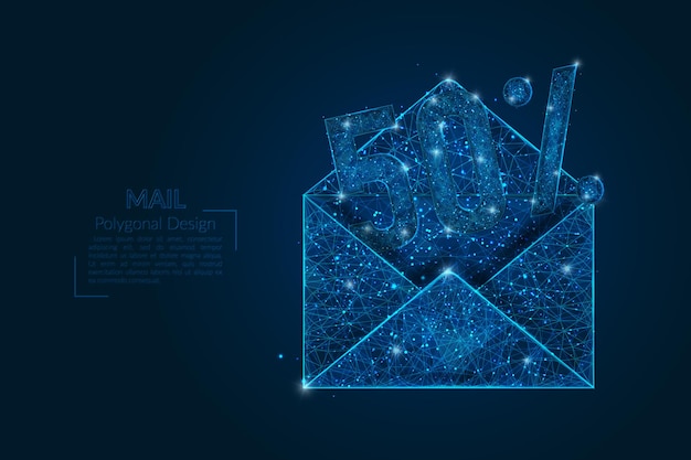 Abstract isolated image of a letter mail or message with 50 percent discount