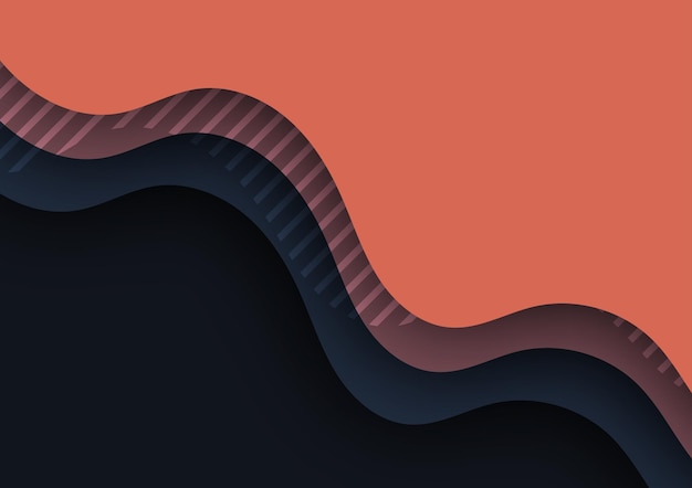 Abstract layer line wave orange dark presentation background