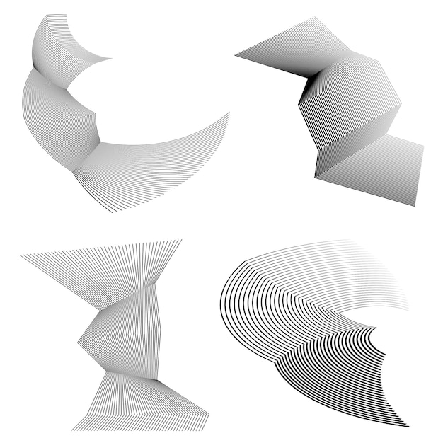 Abstract lines black white design element on white background of angle waves Vector Illustration eps 10 for grunge elegant business card print brochure flyer banners cover book label fabric