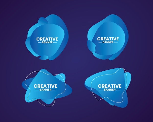 Abstract liquid fluid banners set bright Futuristic gradient splashes