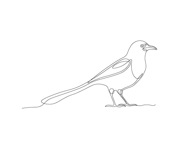 Abstract Magpie Bird Continuous One Line Drawing