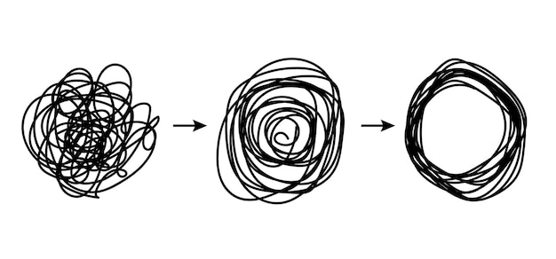 Abstract metaphor of psychotherapy tangled and untangled lines psychotherapy concept abstract met