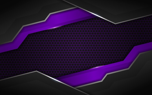 Abstract Modern 3D Glowing Purple on Dark Background with Hexagon Pattern Decoration