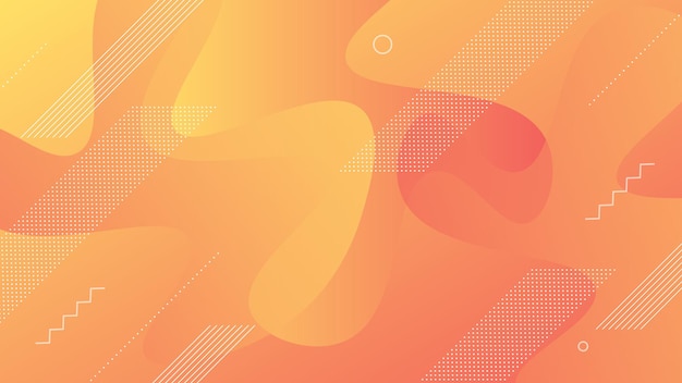 abstract modern background with vibrant peach orange color gradient and fluid liquid and memphis element