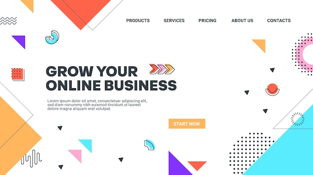 Abstract modern Memphis landing page template