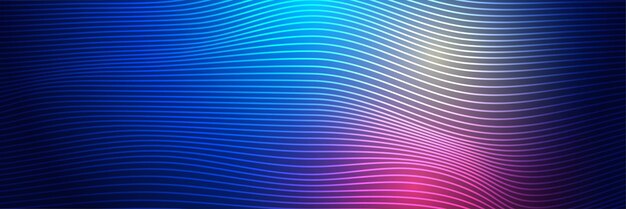 Abstract neon style blue wide banner design background Abstract 3d banner design with dark blue technology geometric background Vector illustration